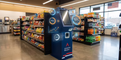 Bitcoin ATM inside a convenience store representing why are bitcoin atm fees so high compared to online exchanges